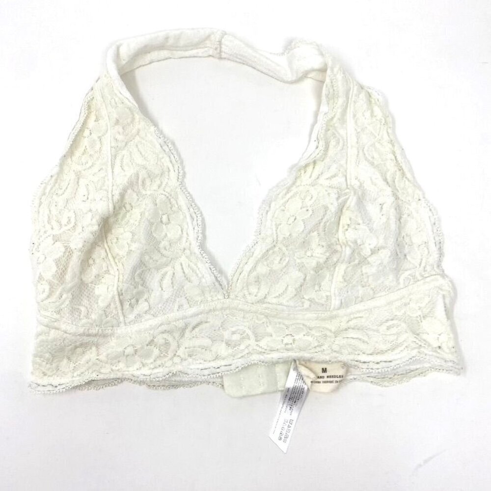 Urban Outfitters Pins And Needles Lace Halter Bralette Ivory Size Medium  B11